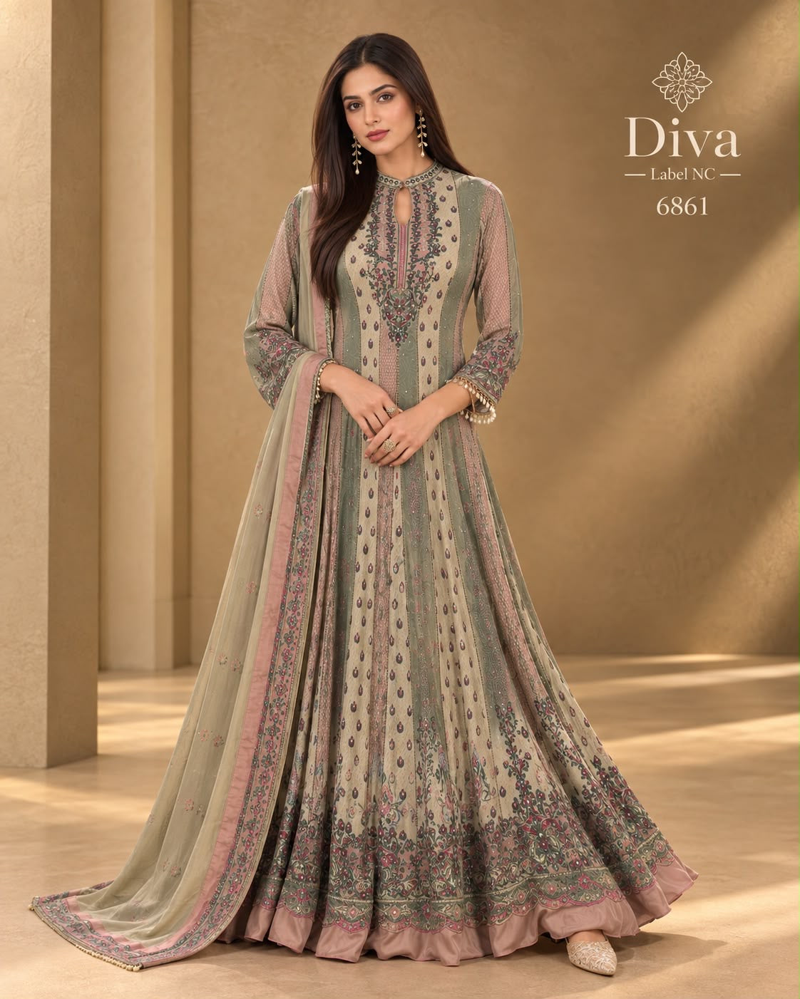 Crepe gown set designer set party wear gown Saffronfashionindia