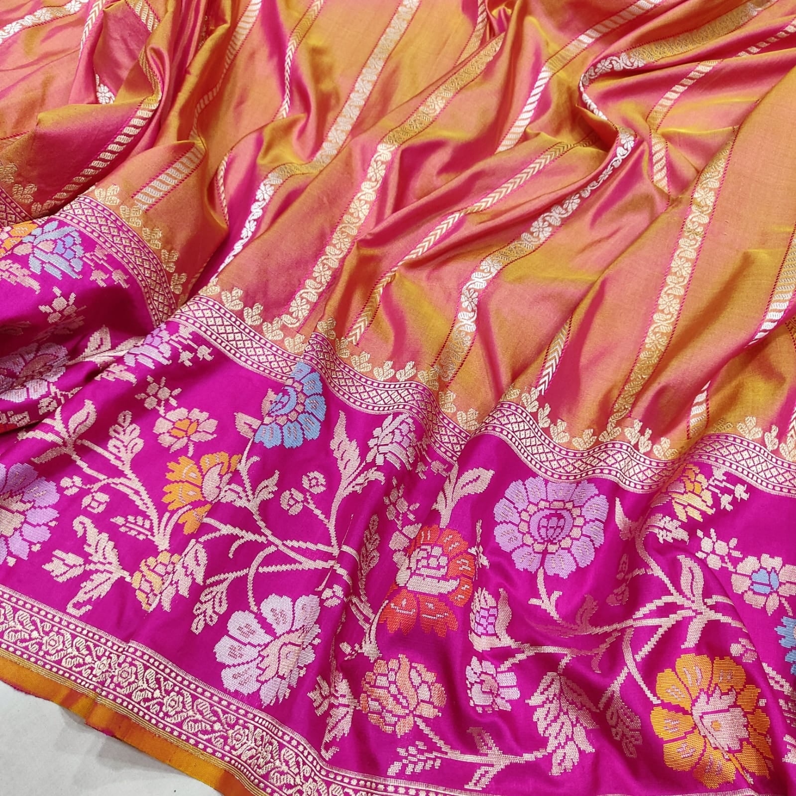 Murteeba katan silk handwoven sarees - Saffronfashionindia