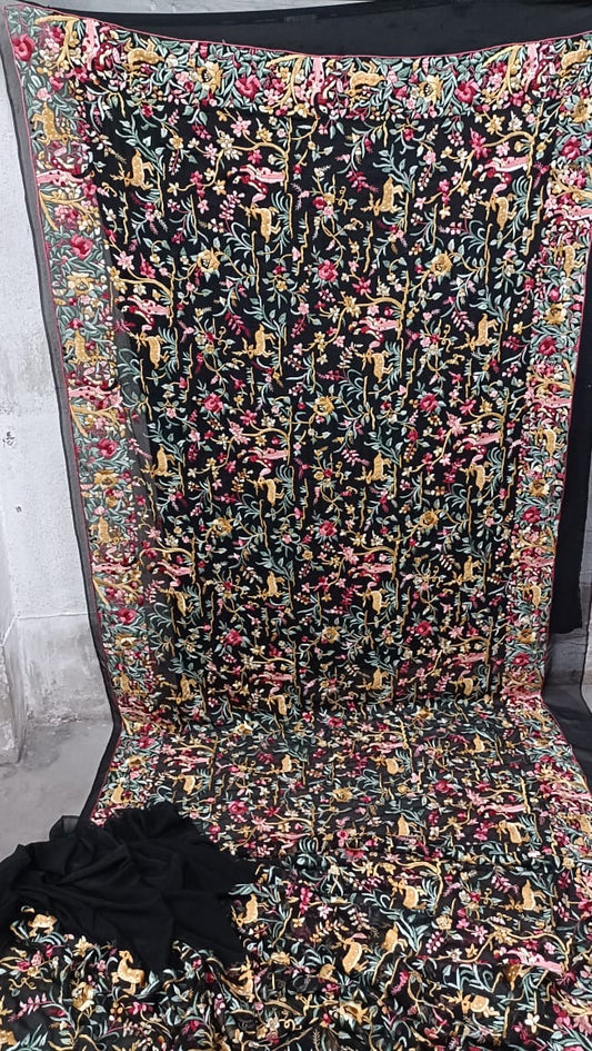 Leena pure Gorgette Parsi saree Parsi gara sarees - Saffronfashionindia