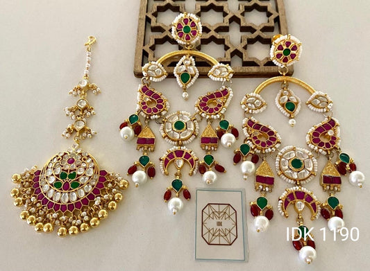 Kaveri Kundan tikka set Indian jewellery bridal jewelry - Saffronfashionindia