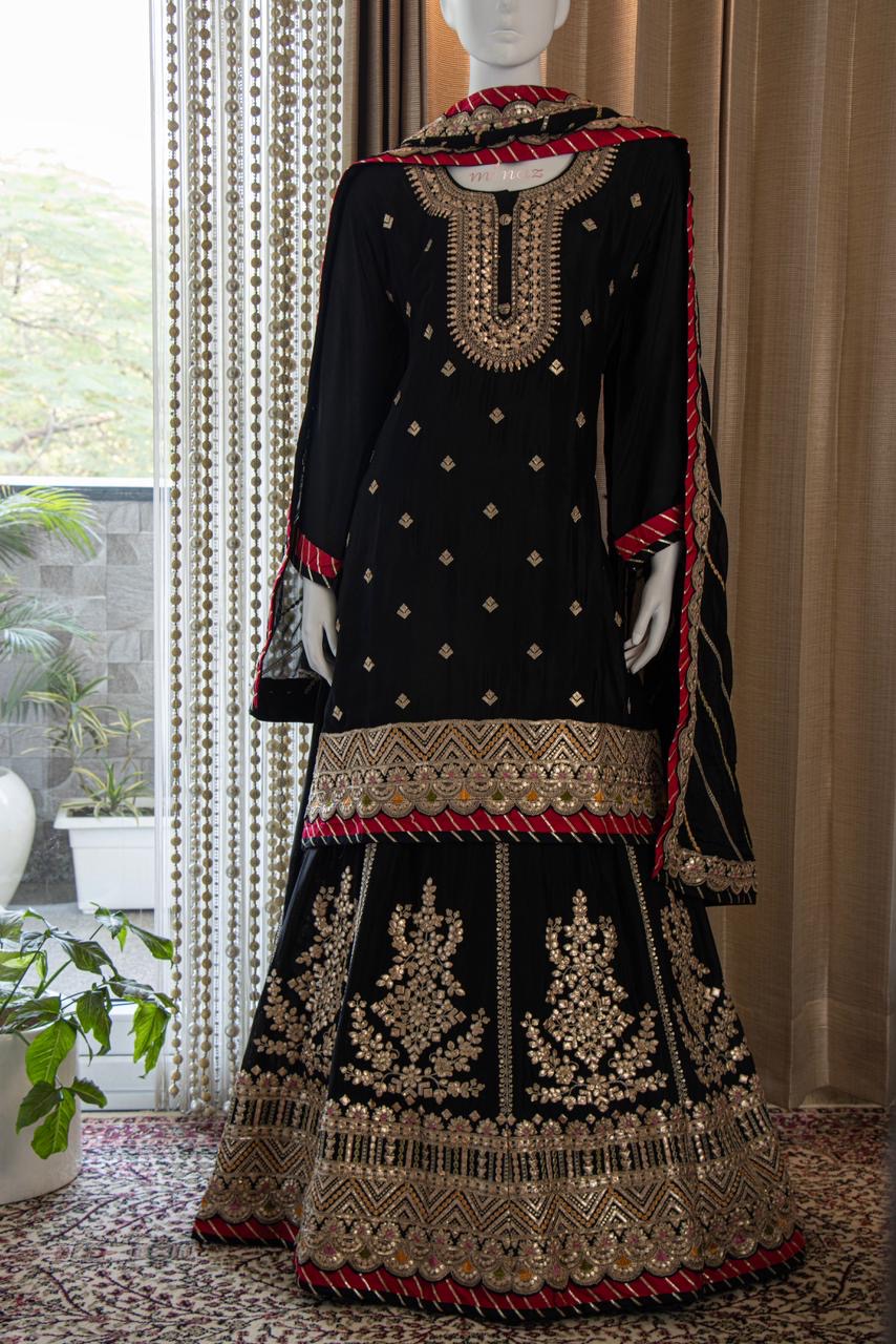 Rebica Embroidered Zari Gharara Set Pakistani Dress - Saffronfashionindia