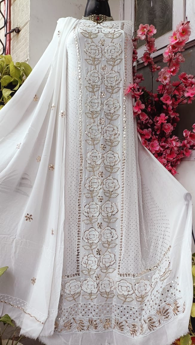 Classic Royal Chikankari dress Indian suit - Saffronfashionindia