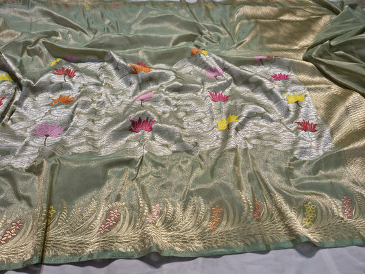 Elegant Banarsi handwoven saree tilfi sarees blouse - Saffronfashionindia