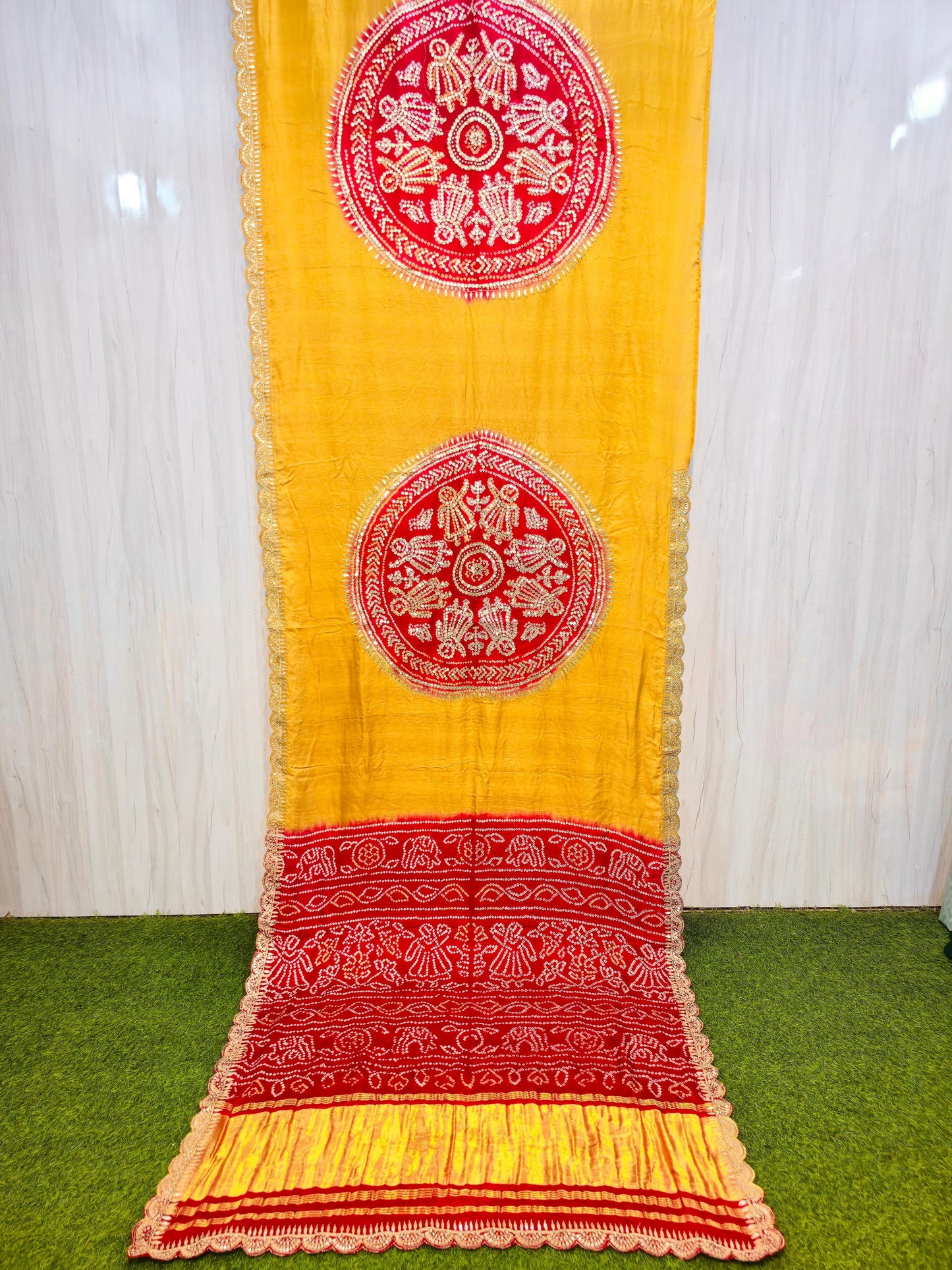 Ramani gajji silk saree Bandhani saree luxury sari Saffronfashionindia
