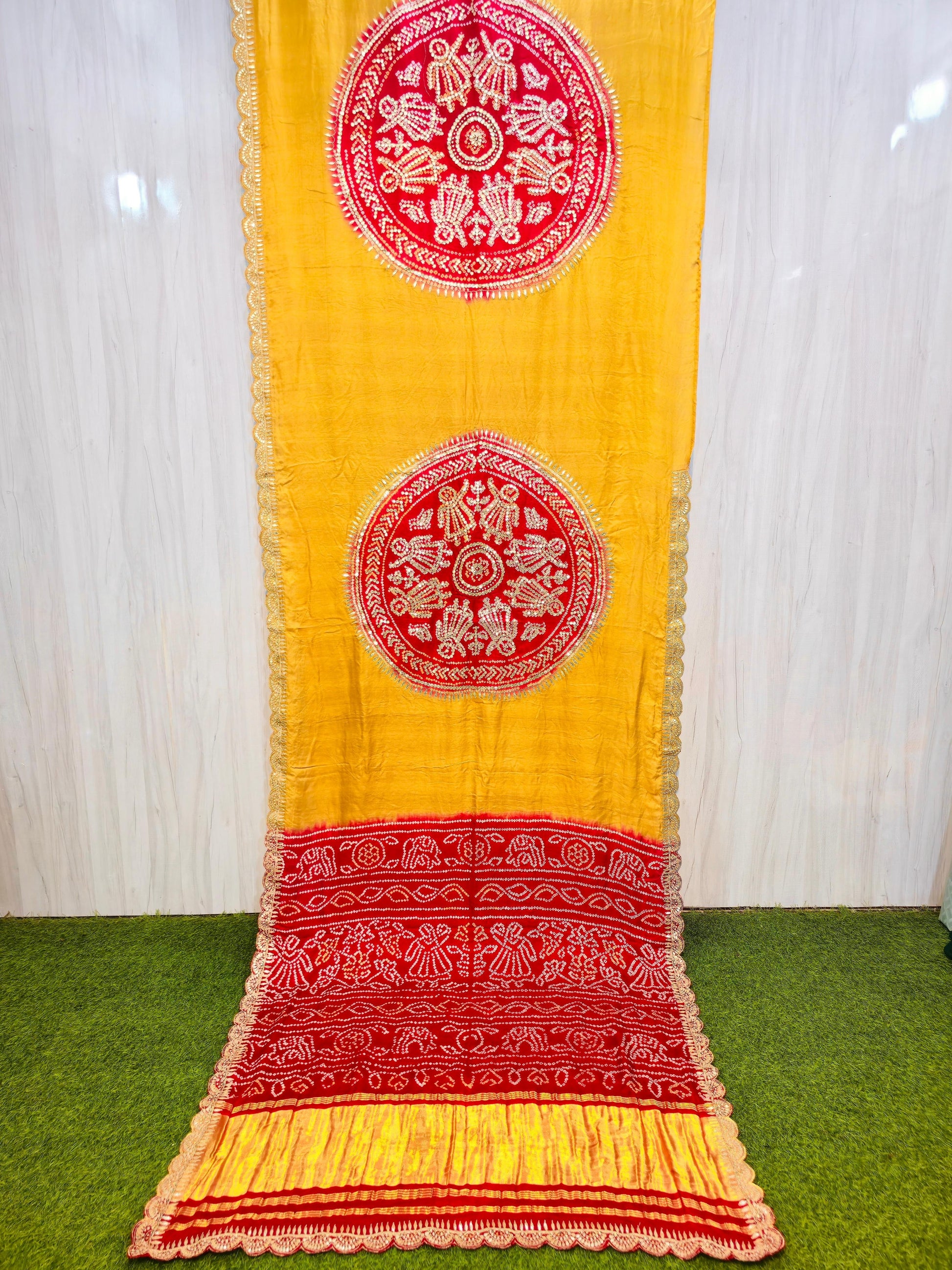 Ramani gajji silk saree Bandhani saree luxury sari Saffronfashionindia
