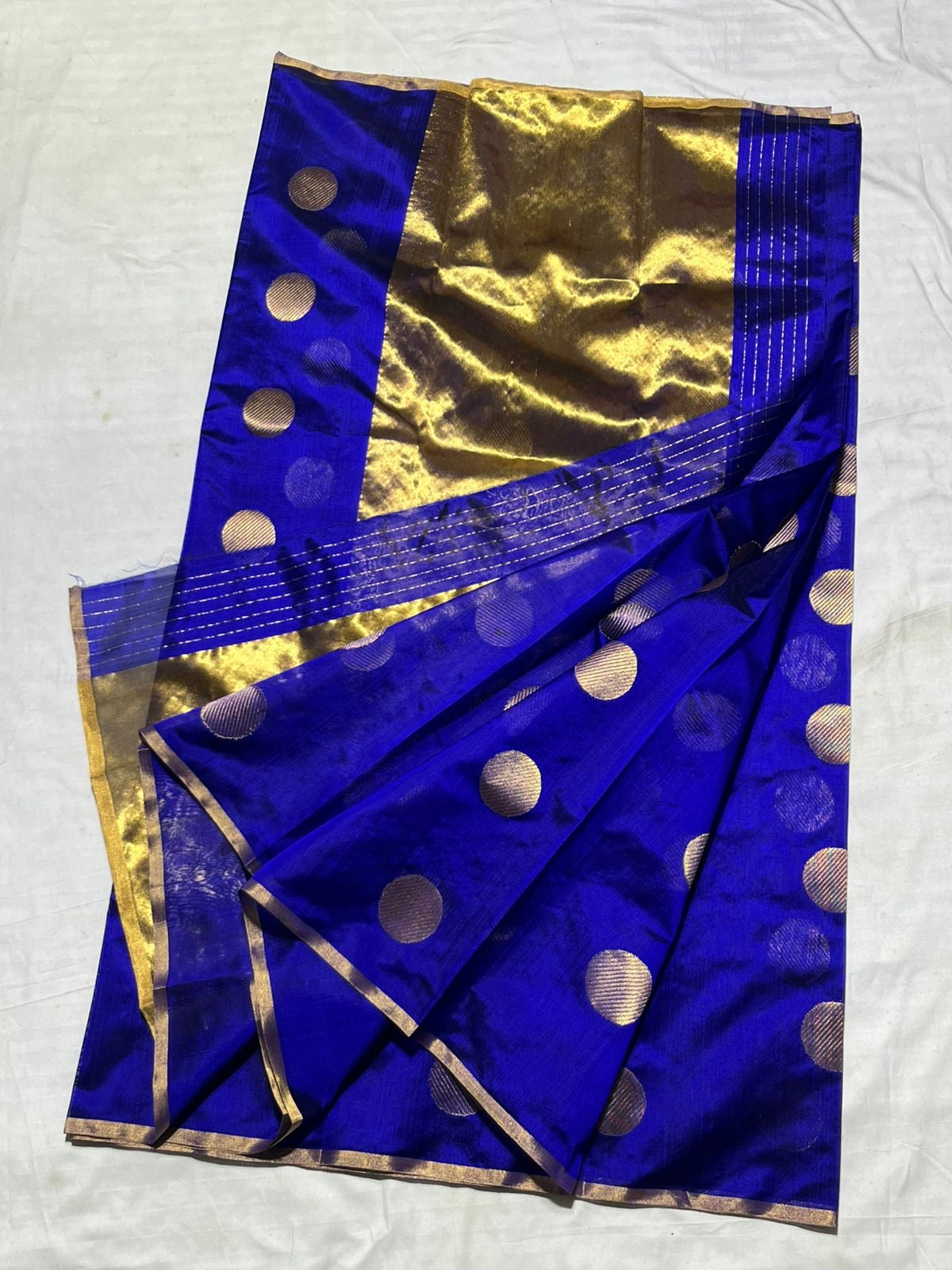 Royal chanderi saree blue chanderi sari blouse Indian sarees SaffronFashion