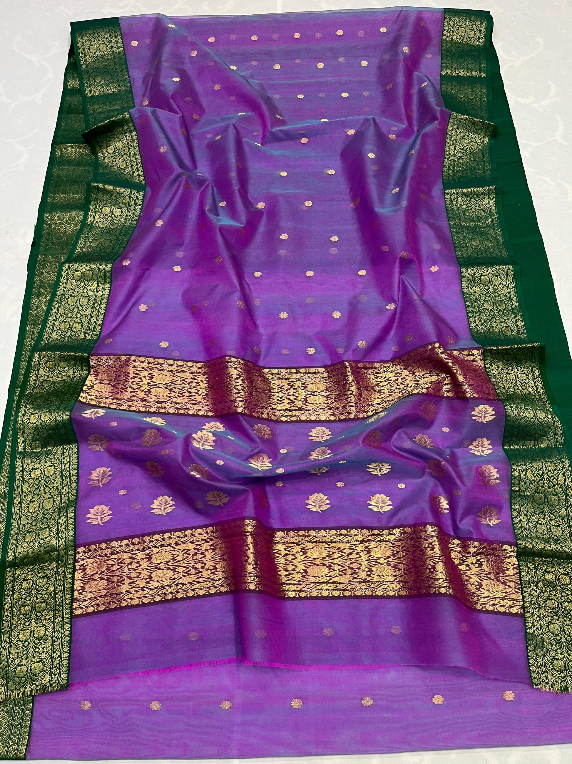 Purple chanderi saree Indian sari blouse traditional sarees SaffronFashion