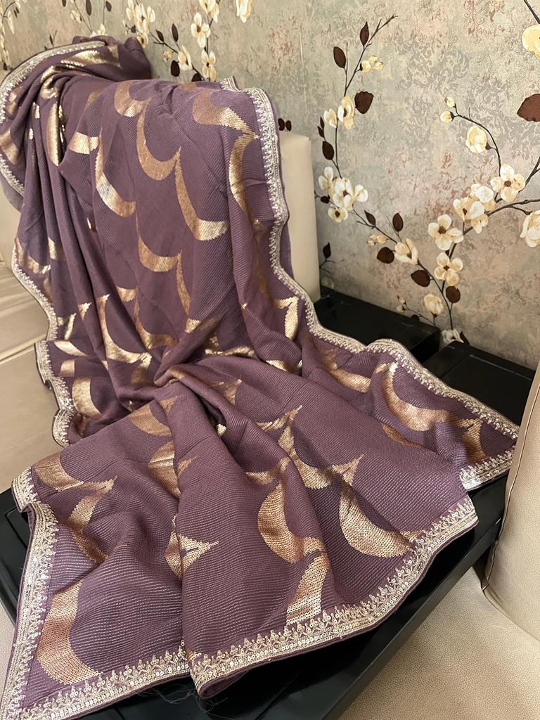 Guvisha Gorgette sequence saree partywear sari - Saffronfashionindia