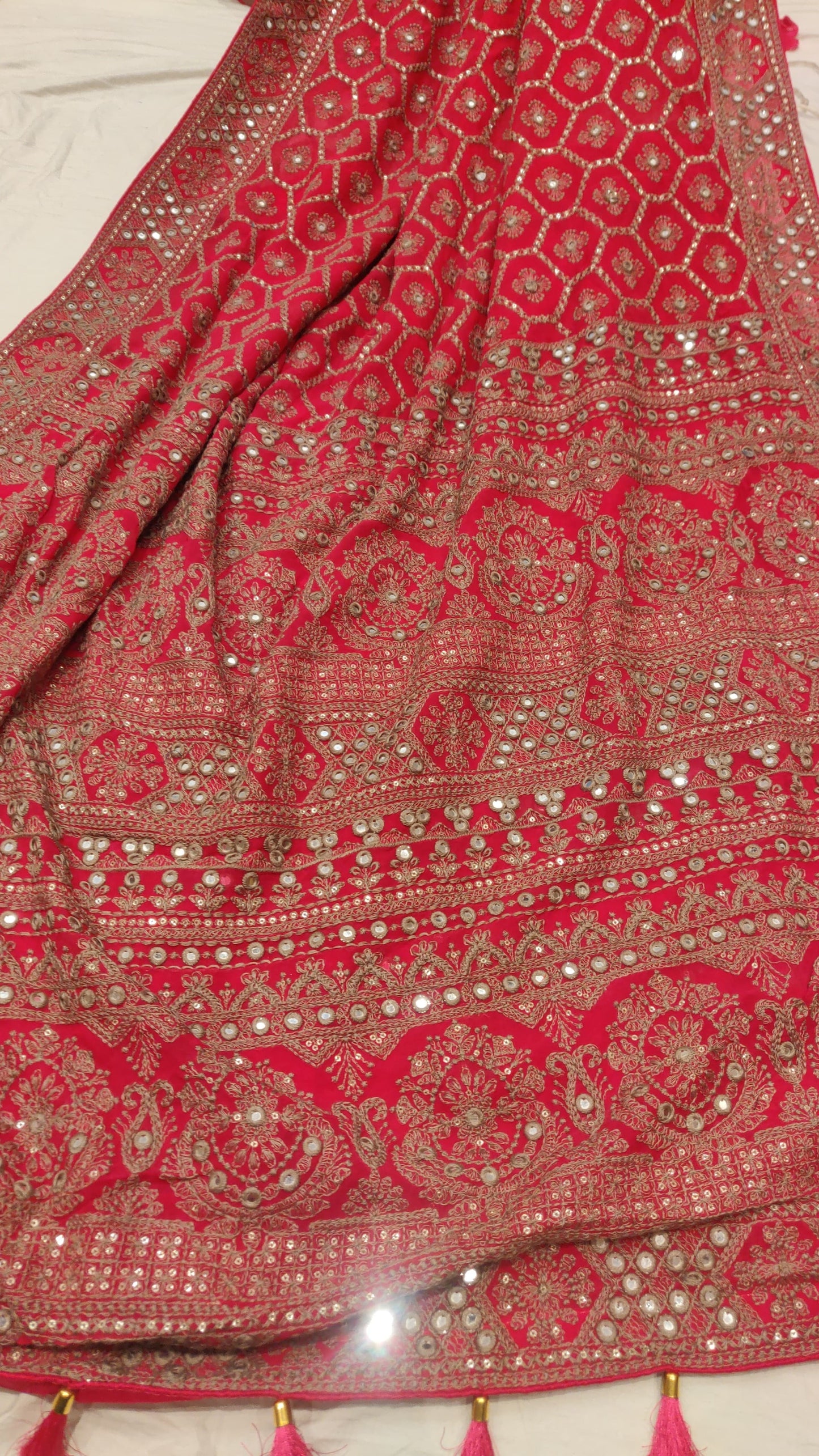 Suhashi Gorgette Chikankari Saree Women Saree - Saffronfashionindia