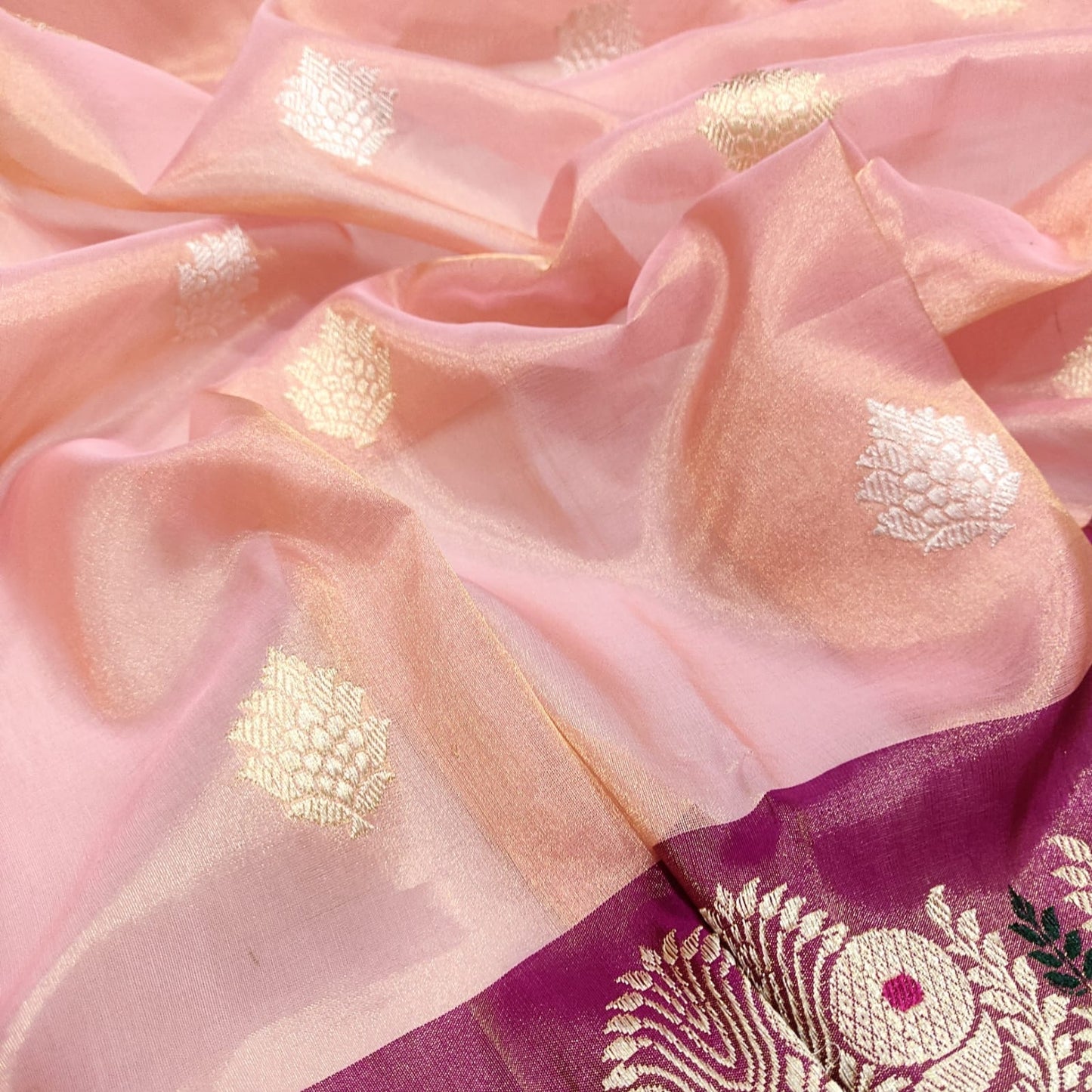 Kaniksha tissue handwoven kadwa saree - Saffronfashionindia