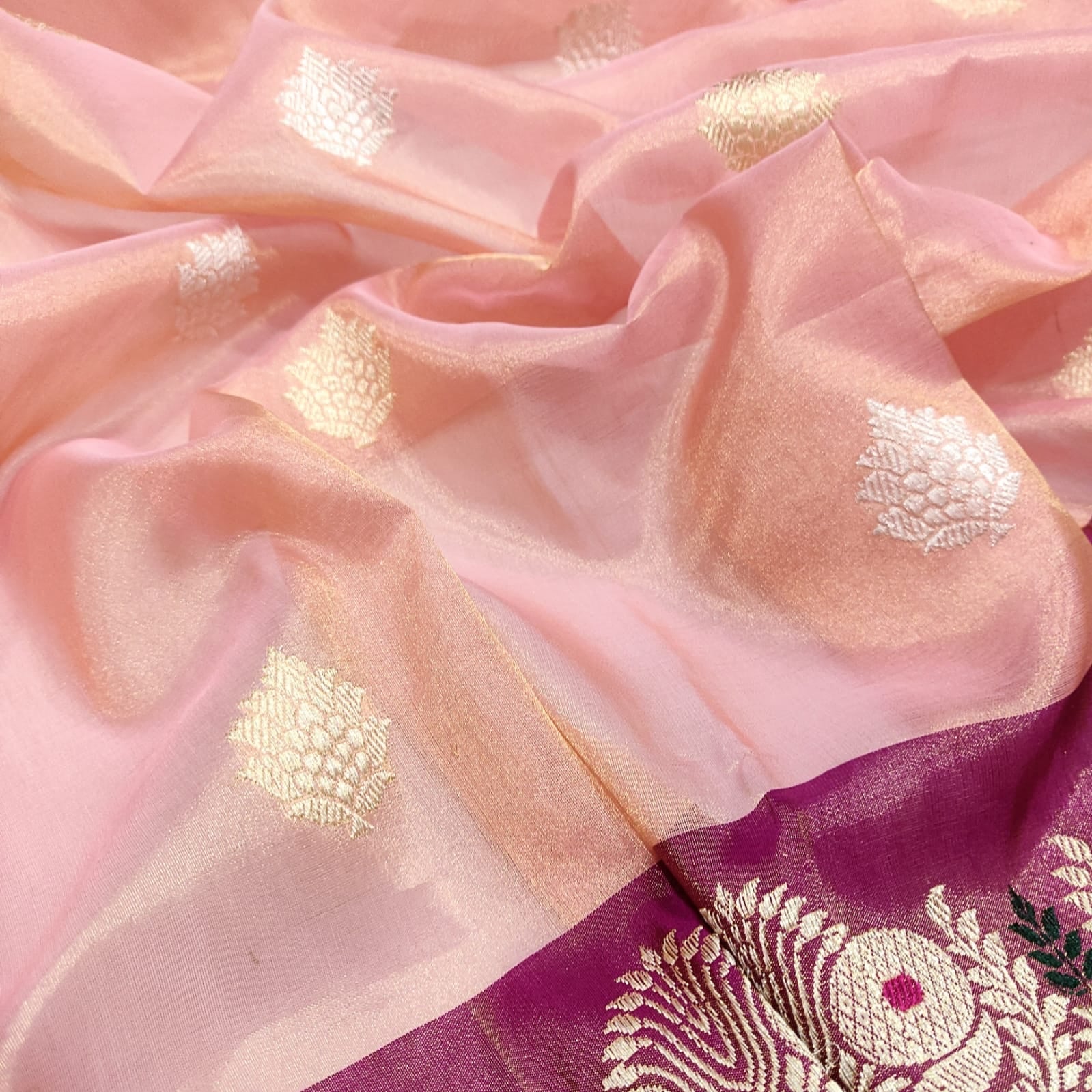 Kaniksha tissue handwoven kadwa saree - Saffronfashionindia