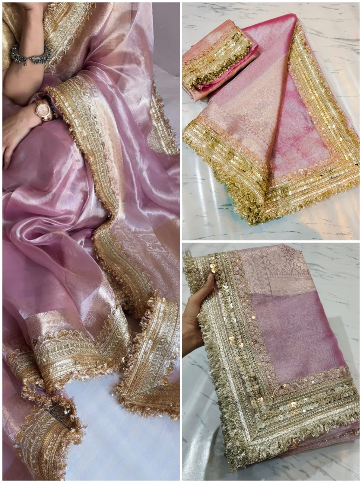Rivani soft tissue saree Banarsi silk dares Indian sari SaffronFashion