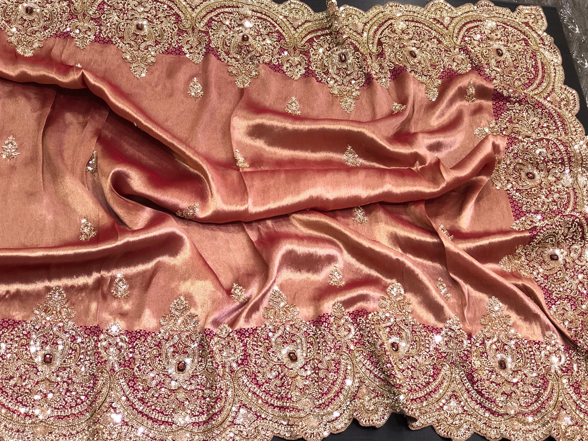 Dual tone pure Kanjeevaram saree wedding sari reception sarees blouse Saffronfashionindia