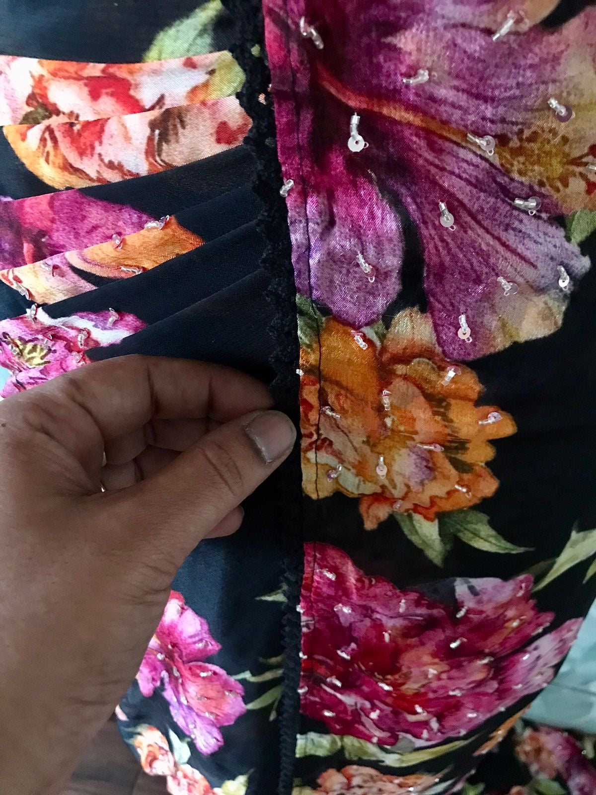 Floral saree black saree Partywear sari blouse women clothing Saffronfashionindia