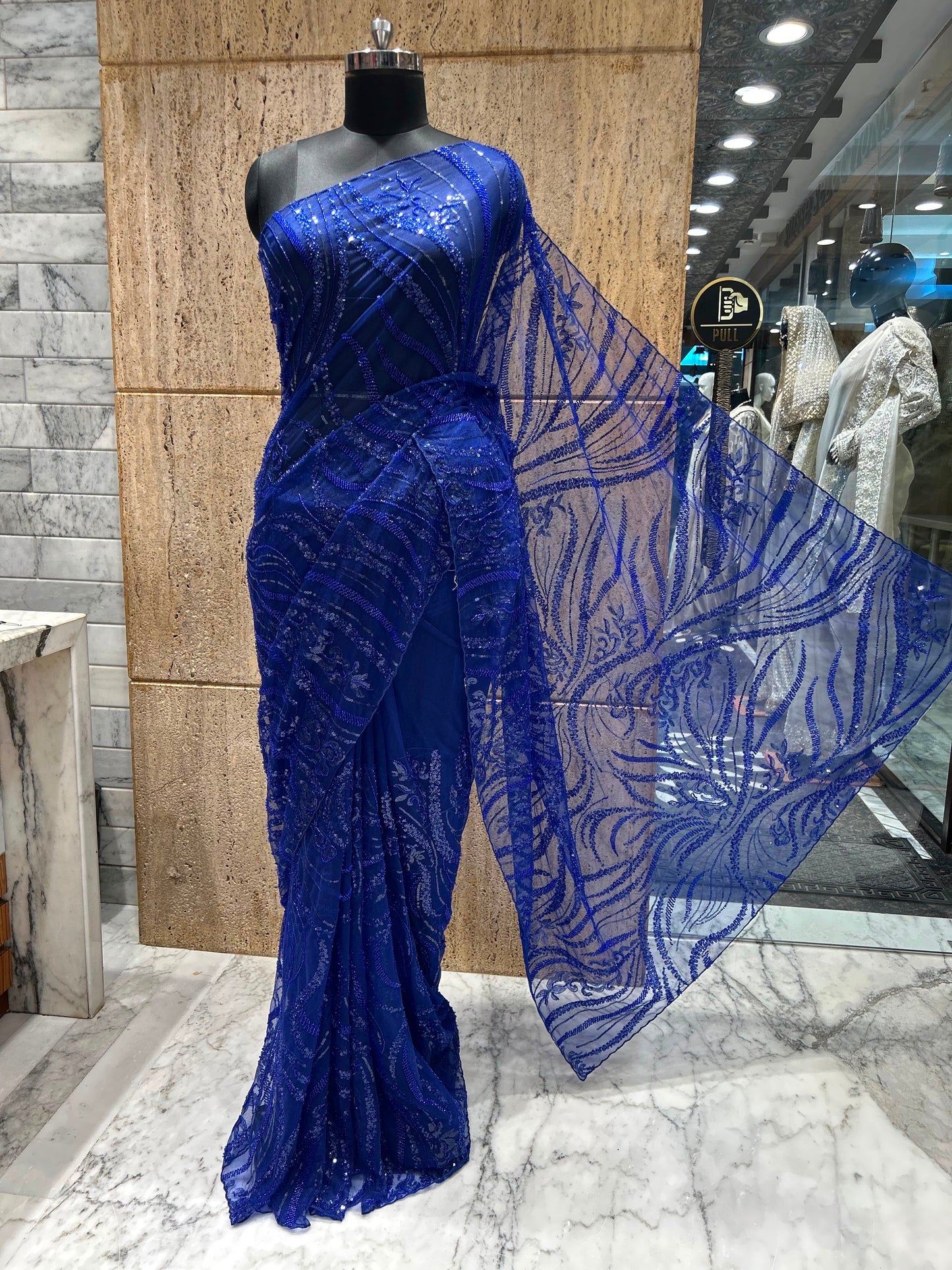 Designer net saree women sari blouse partywear sarees reception sari SaffronFashion