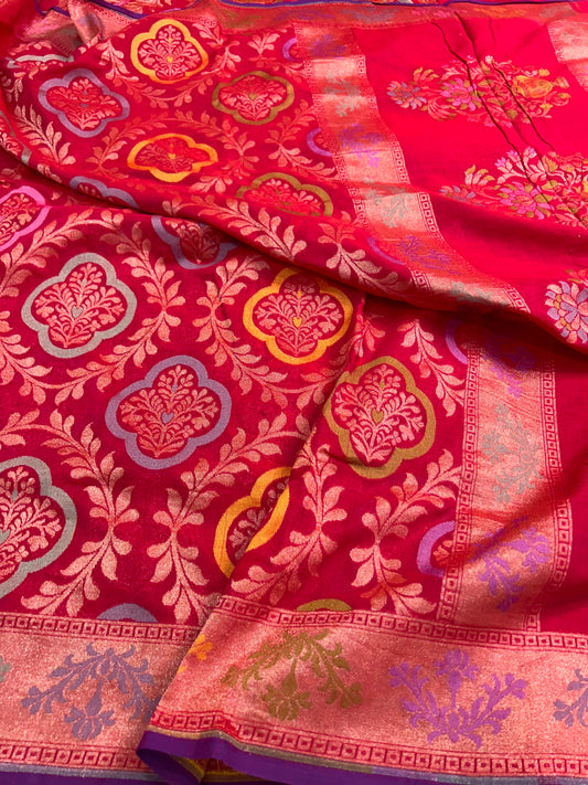Juglani cotton jamdani saree ikatara exclusive sari blouse Saffronfashionindia