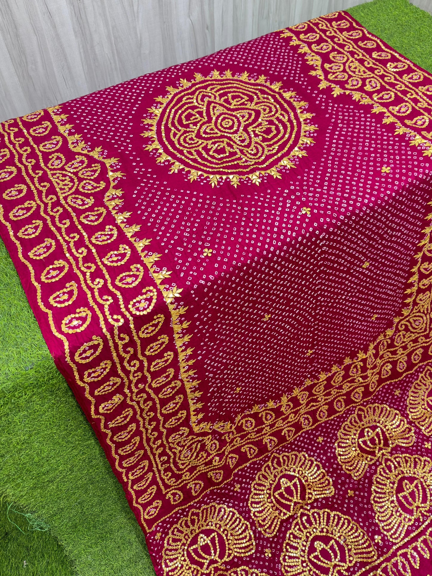 Rai Bandhani saree Gajji silk saree Indian traditional sari blouse SaffronFashion