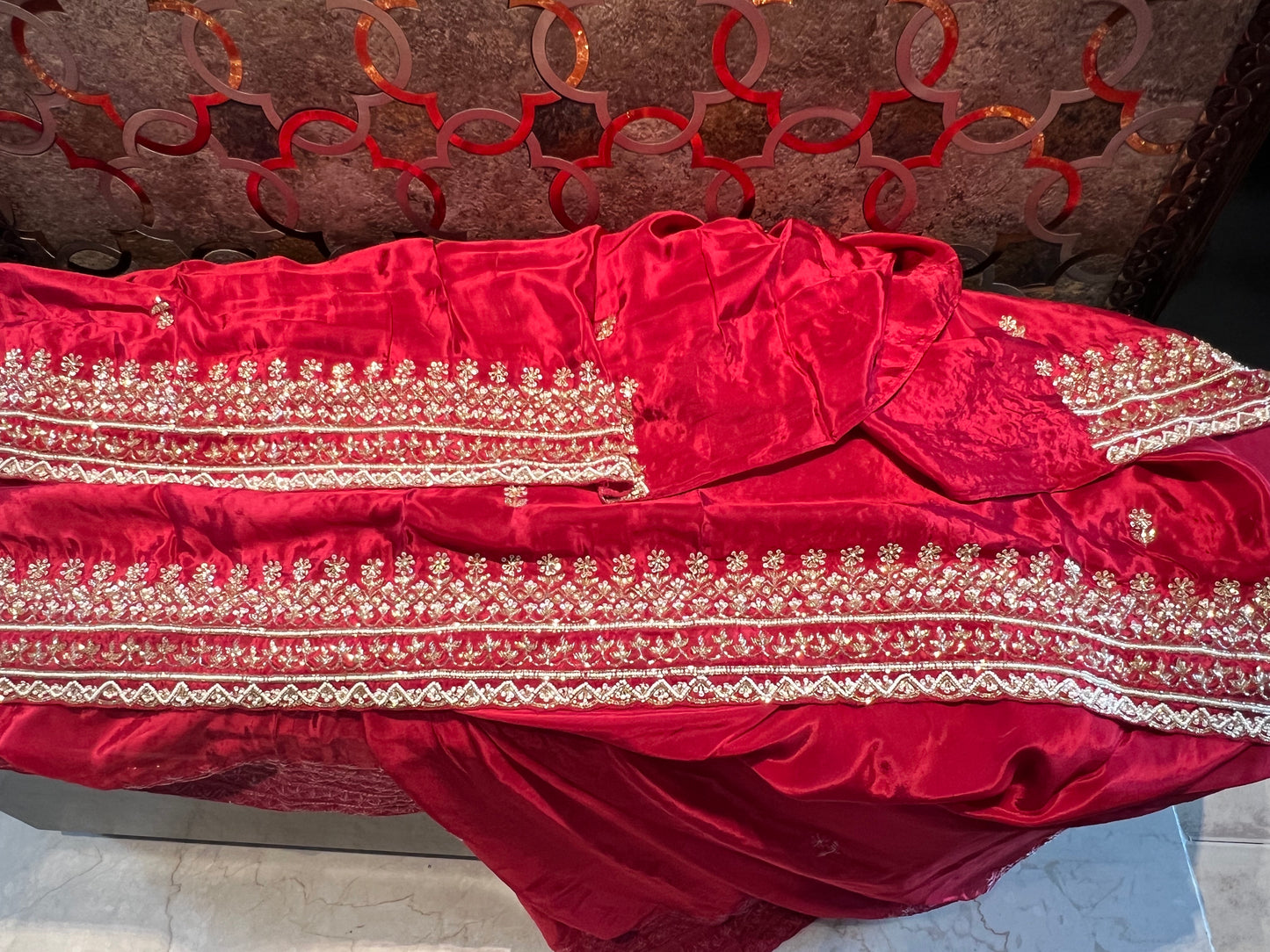 Red organza saree Indian saree bridal saree - Saffronfashionindia