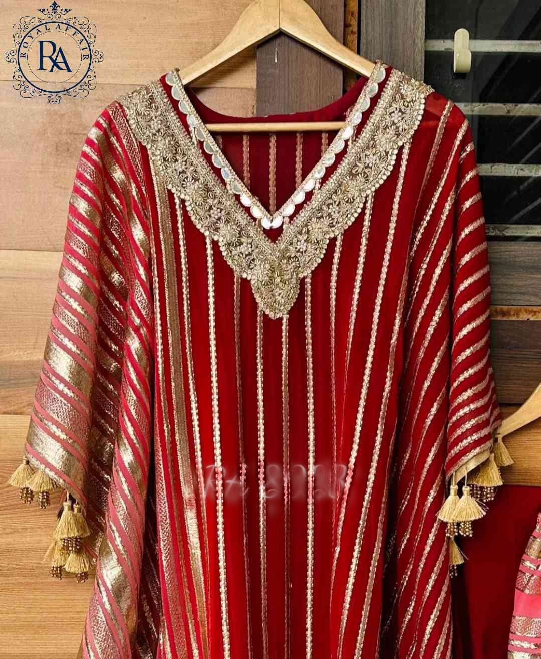 Partywear Kaftan Set Georgette kaftan set SaffronFashion