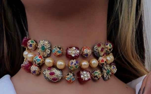 Beaded choker set fusion choker Indian jewellery SaffronFashion