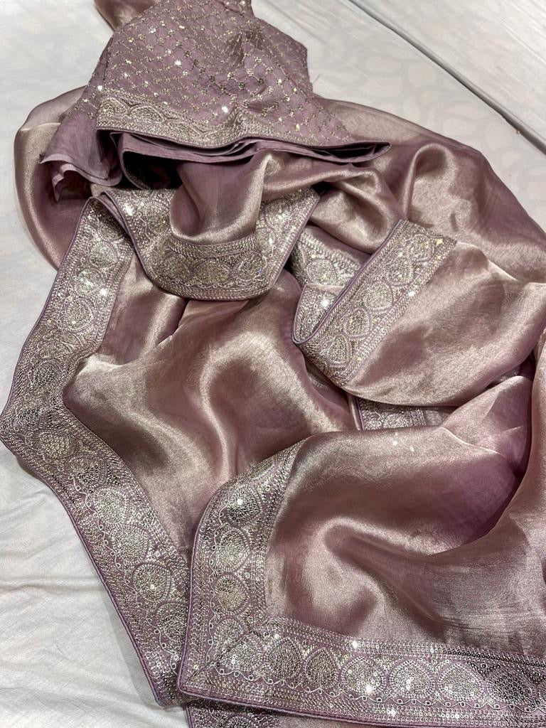 Jenila tissue Trendy Partywear Womem Sarees - Saffronfashionindia