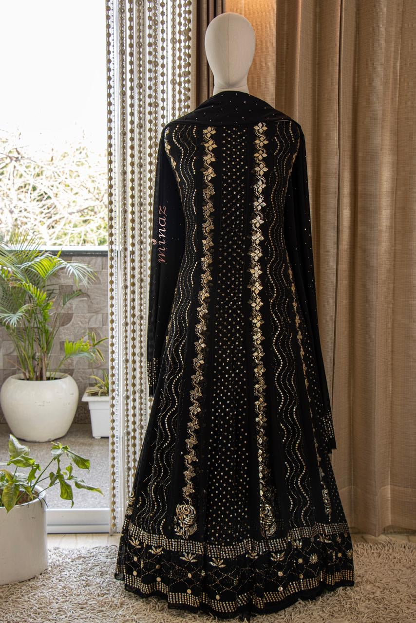 Black Anarkali Dress Indian Dress - Saffronfashionindia