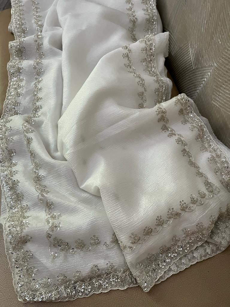 Ruhaani crushed tissue partywear sarees - Saffronfashionindia
