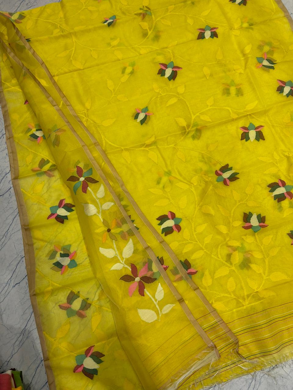 Anisha muslin jamdani Tantuj sarees - Saffronfashionindia