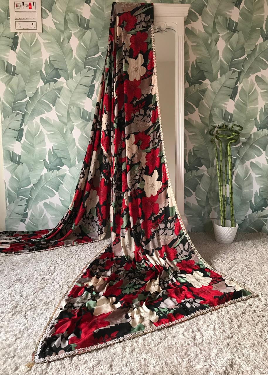 Hafaza beauty saree crepe silk sarees Saffronfashionindia