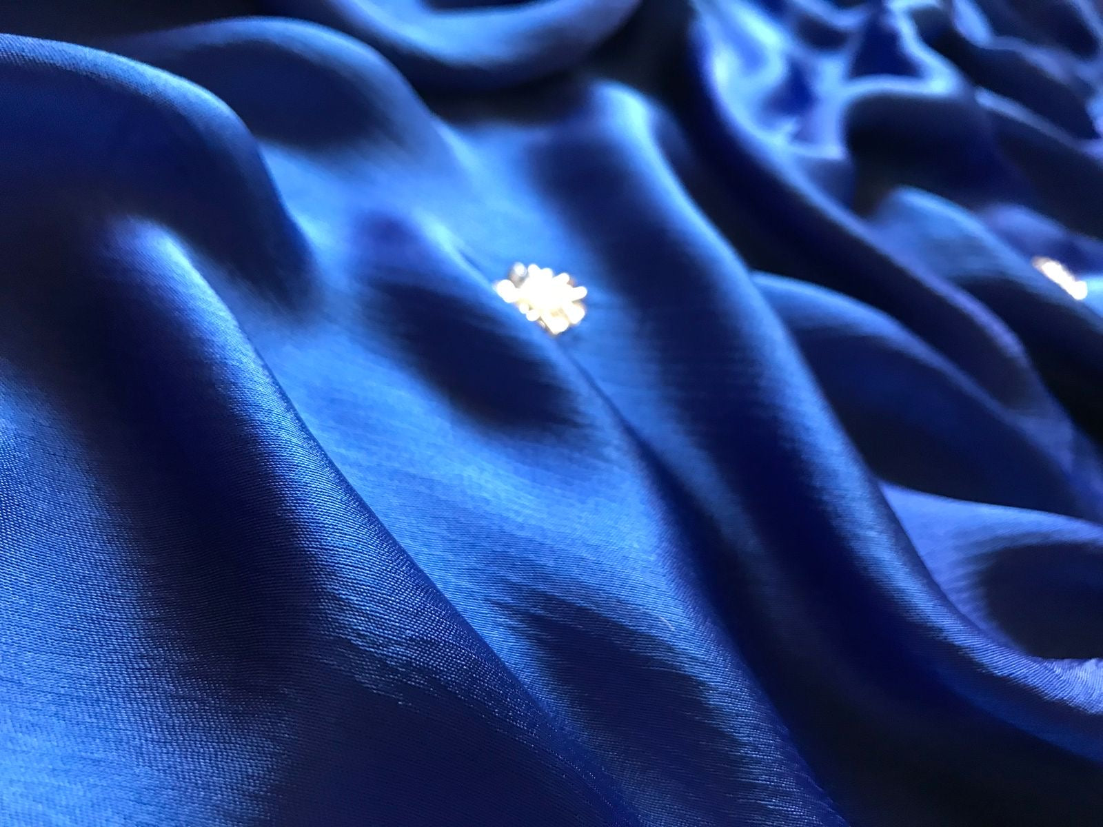 Royal blue premium saree luxury sarees Chinon satin saree blouse - Saffronfashionindia
