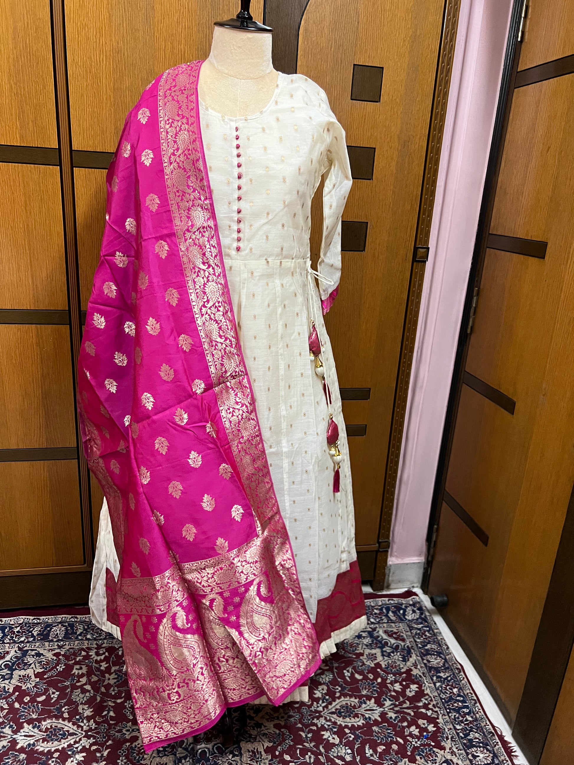 Pink Anarkali women Kurti Dupatta Set - Saffronfashionindia