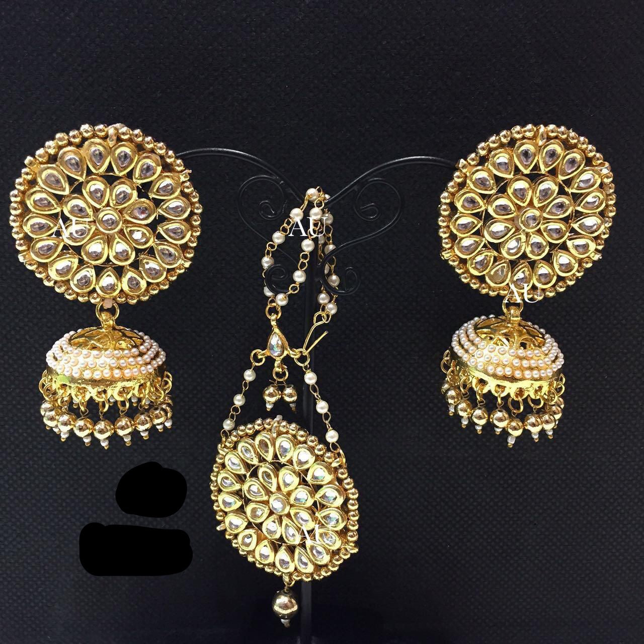Handmade tikka set Kundan tikka Indian jewellery SaffronFashion