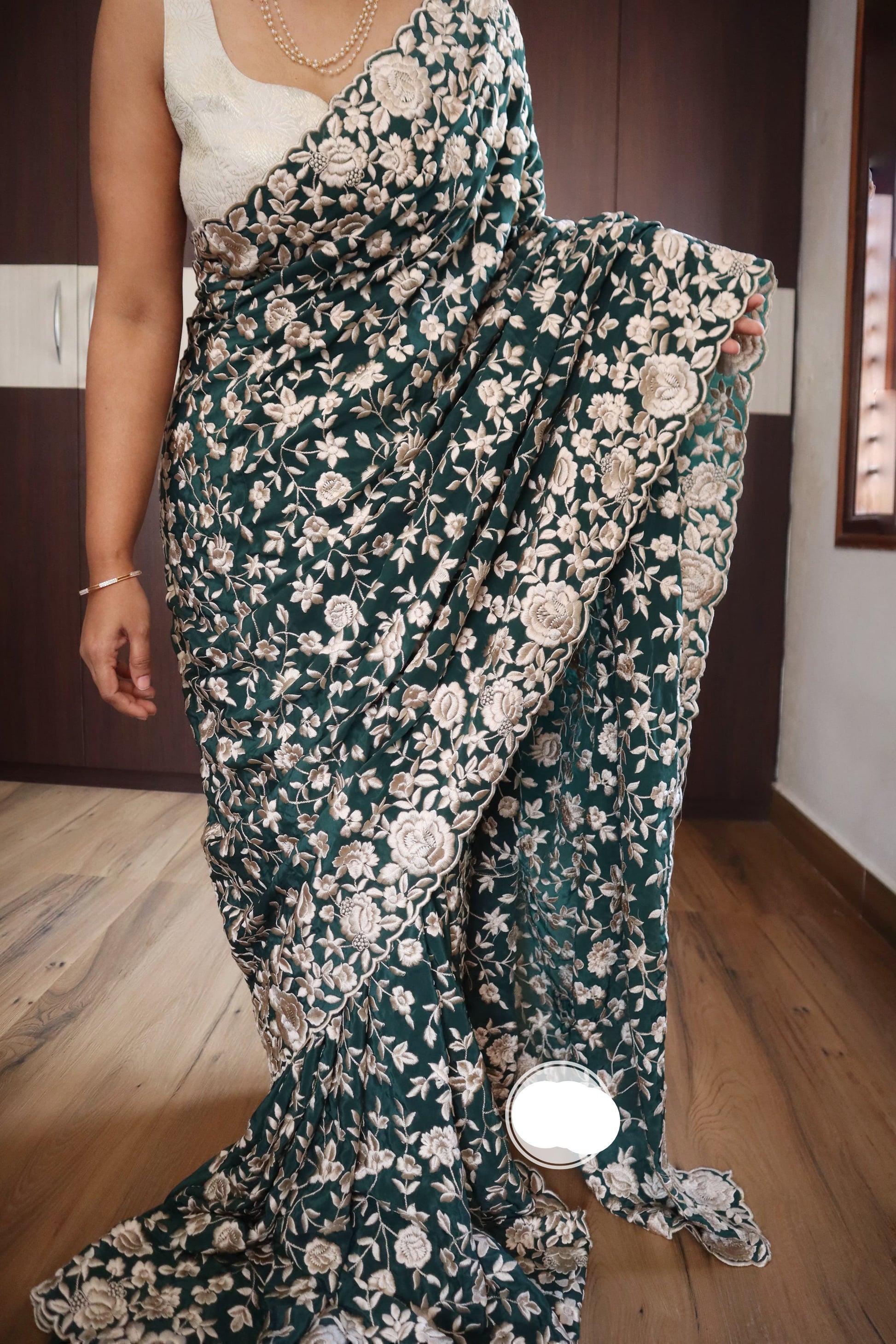 Luvisha Parsi inspired saree crepe beautiful sarees - Saffronfashionindia