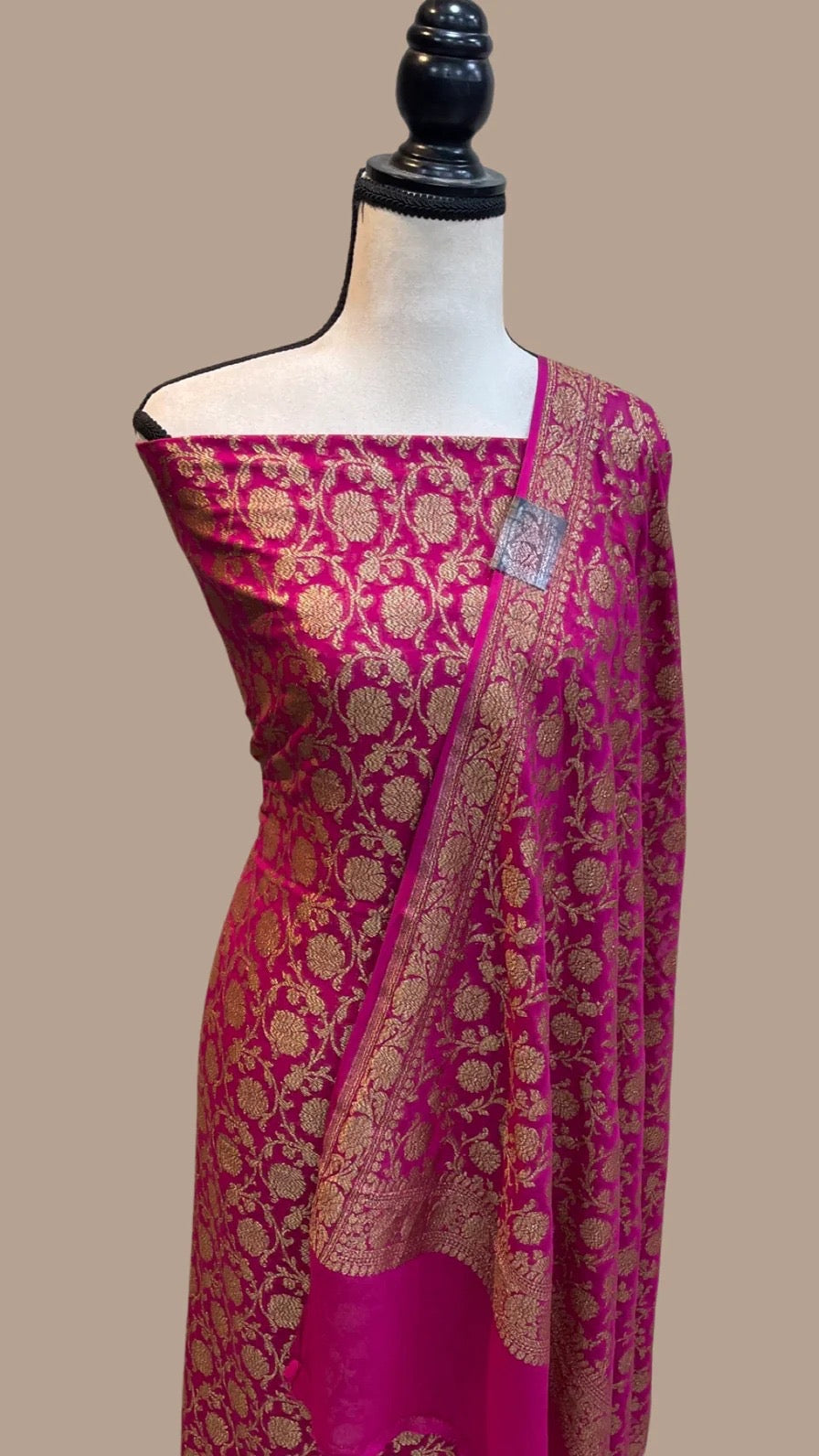 Banarsi gorgette salwar kameez - Saffronfashionindia