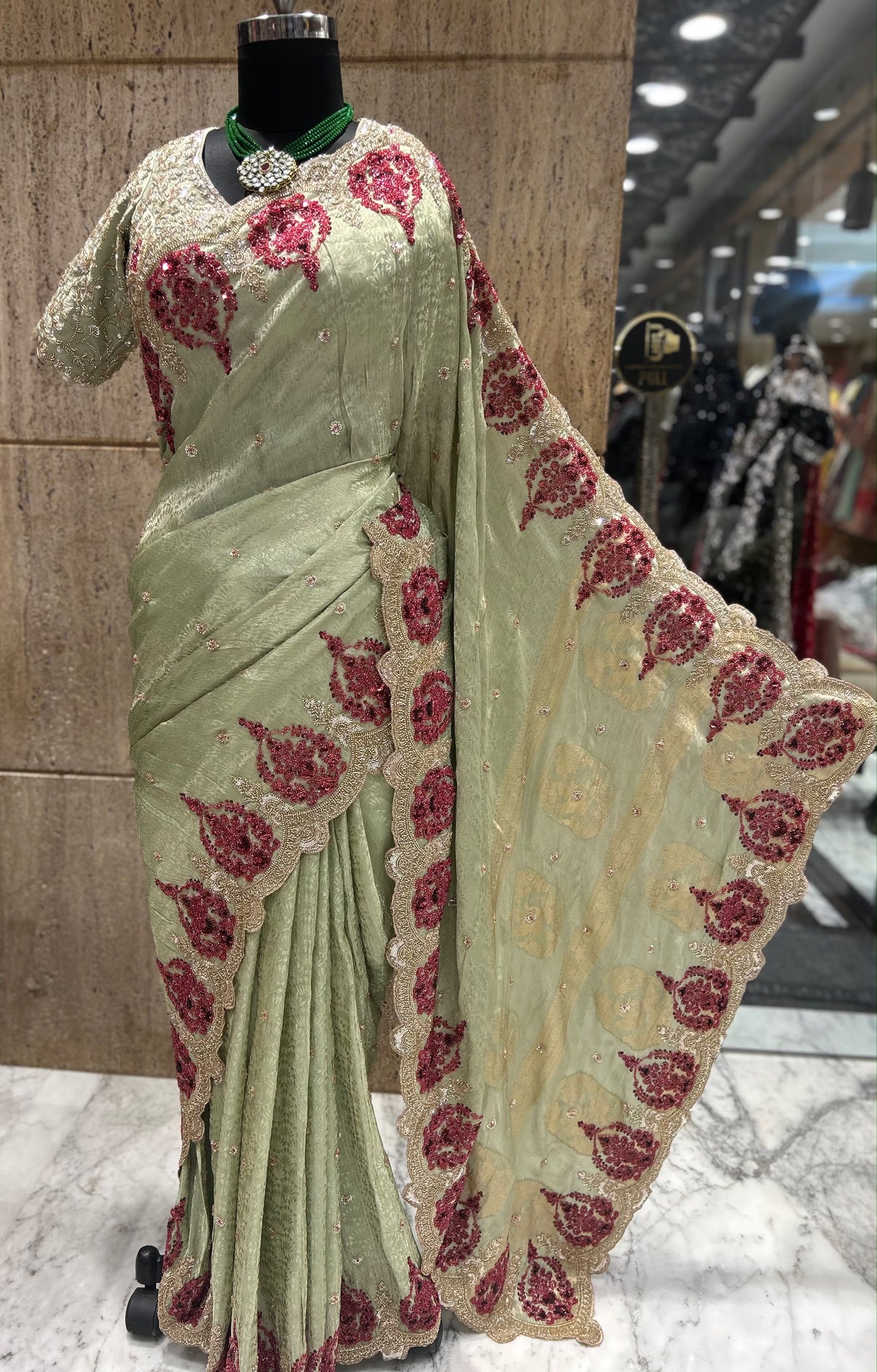 Soft silk upada saree embroidered saree partywear sari blouse SaffronFashion