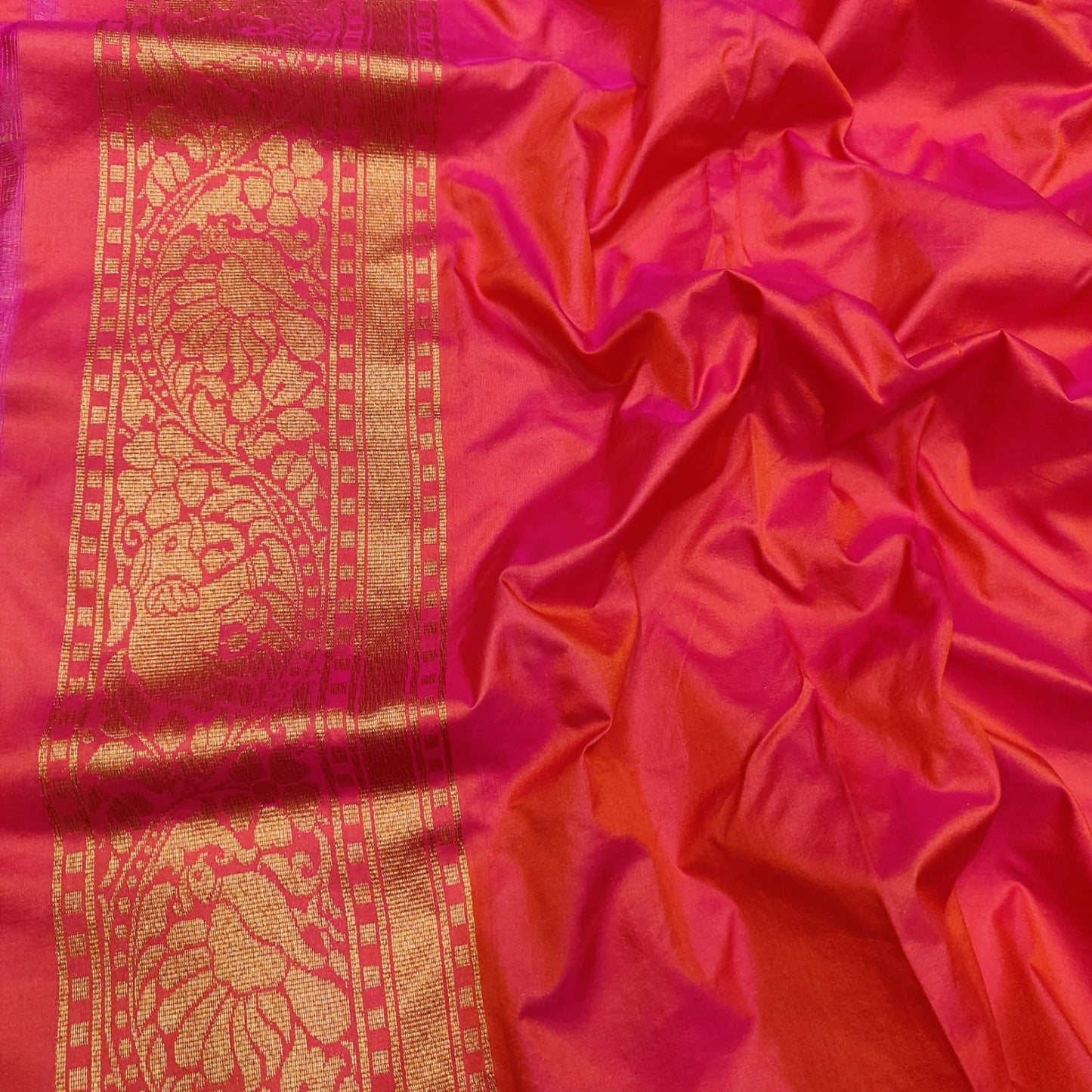 Kesari Katan silk saree handwoven sarees Indian sari blouse - Saffronfashionindia