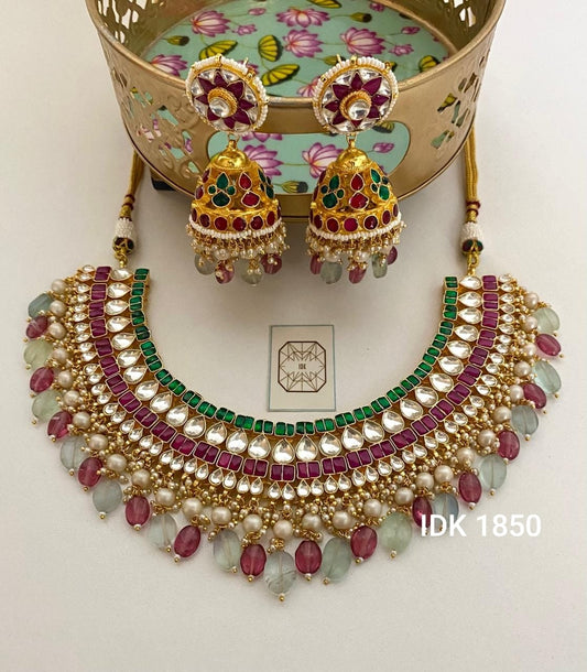 Nirvana Kundan set bridal choker set necklace set SaffronFashion