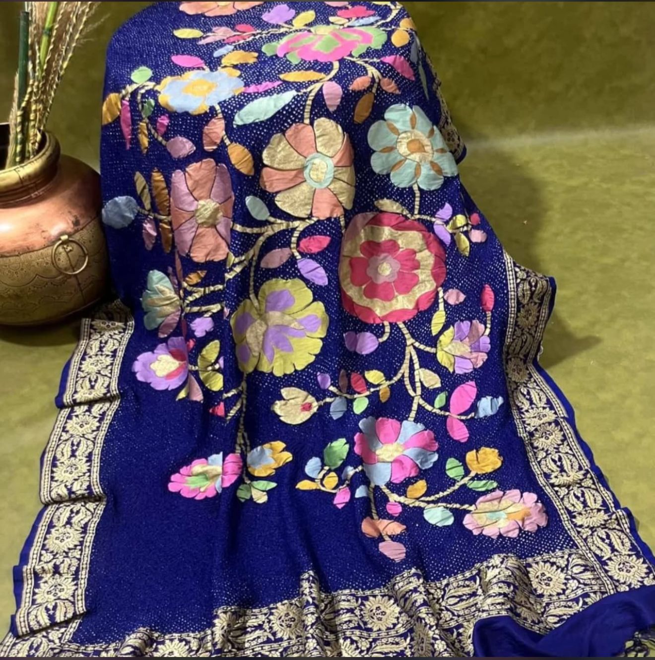 Royal meenakari dupatta Georgette dupatta Indian wedding dupatta SaffronFashion