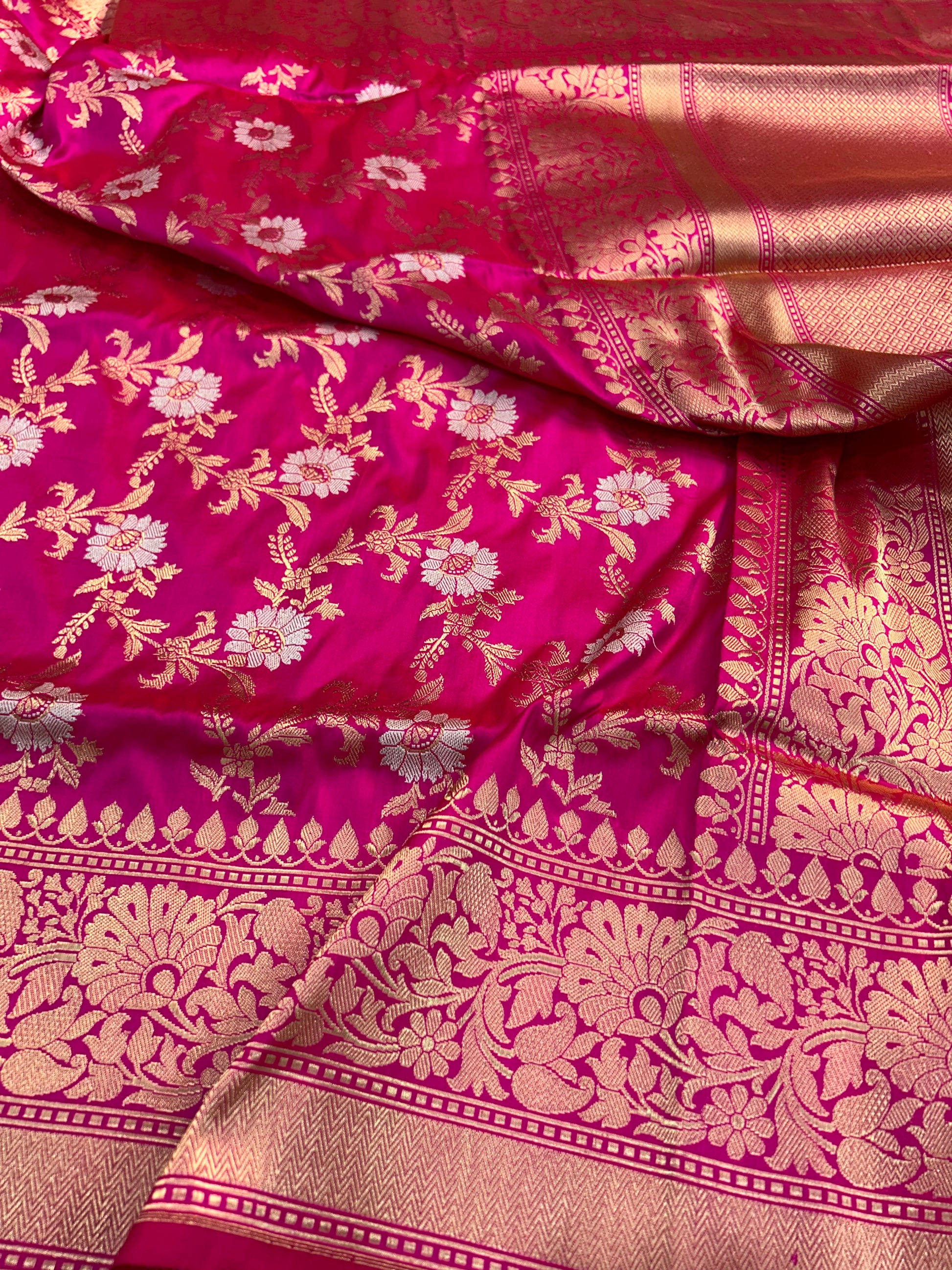 Pink floral saree katan silk sarees Indian sari blouse Kadwa weave saree Saffronfashionindia