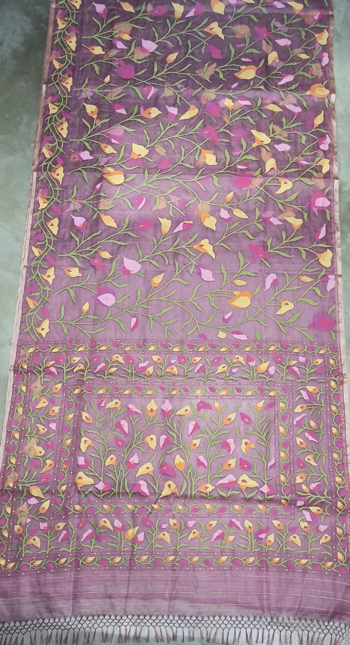 Moumita Tantuj Jamdani saree muslin Jamdani Indian Bengal tradition saree blouse - Saffronfashionindia