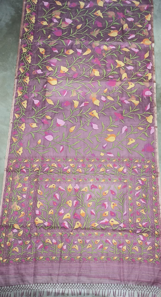 Moumita Tantuj Jamdani saree muslin Jamdani Indian Bengal tradition saree blouse - Saffronfashionindia