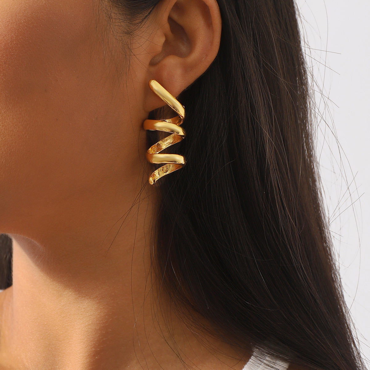 Alloy Spiral Personalized Earrings Simple Design - Saffronfashionindia