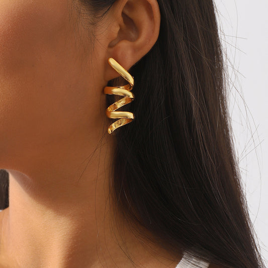 Alloy Spiral Personalized Earrings Simple Design - Saffronfashionindia