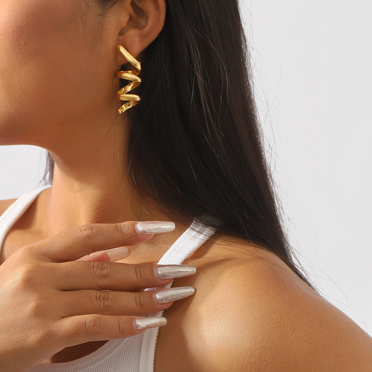 Alloy Spiral Personalized Earrings Simple Design - Saffronfashionindia