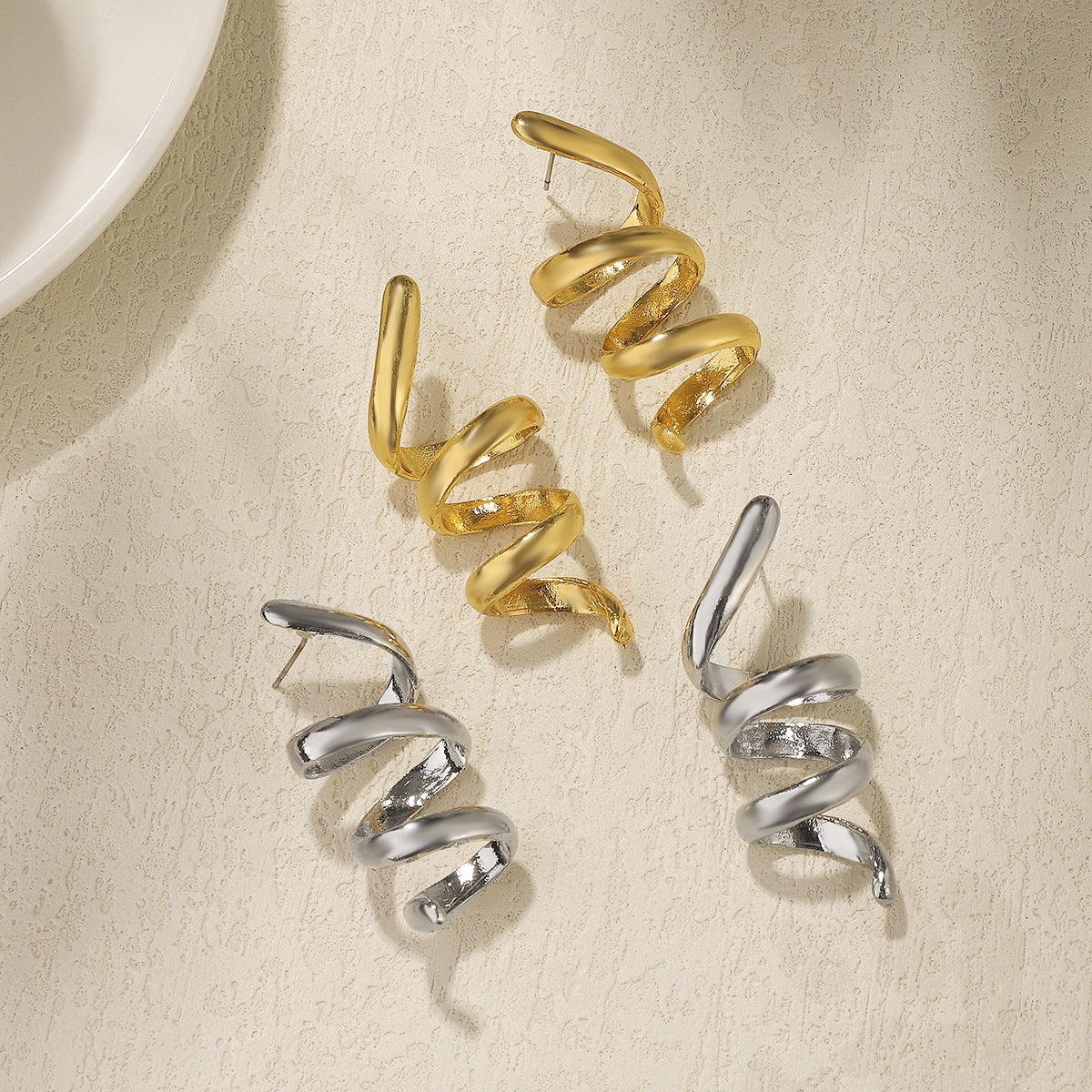 Alloy Spiral Personalized Earrings Simple Design - Saffronfashionindia