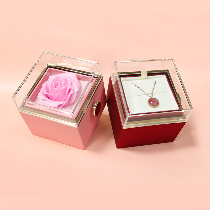 Rotating Soap Flower Rose Gift Box Creative Rotating Rose Jewelry Packaging Box Valentine's Day Gift For Women - Saffronfashionindia