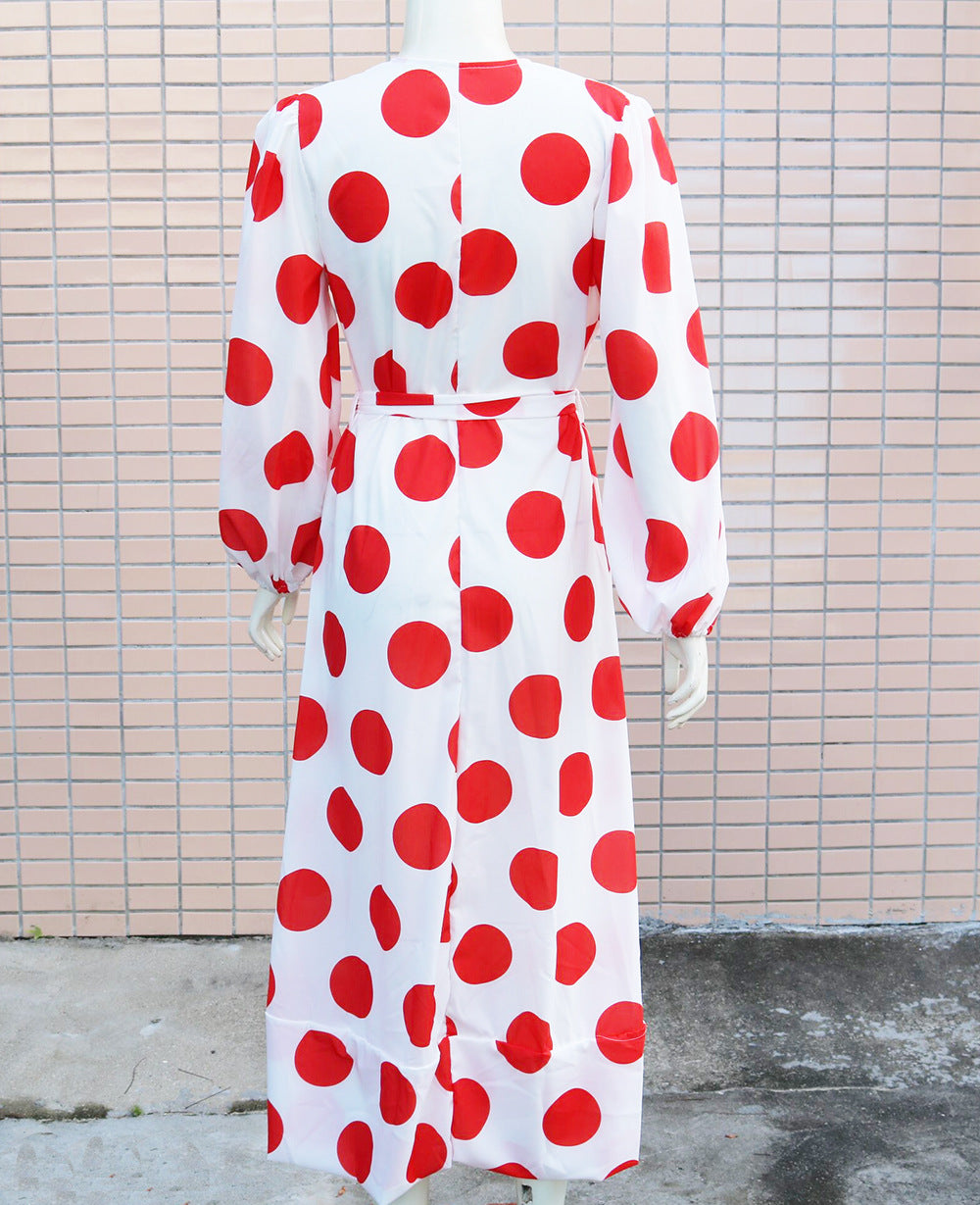 Polka Dot Chiffon Beach Holiday Dress - Saffronfashionindia
