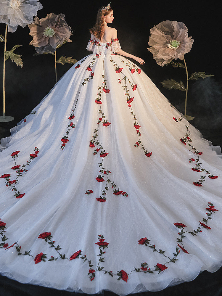 Temperament Bride Bra Trailing Mori Style Wedding Dress - Saffronfashionindia