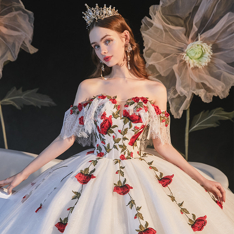 Temperament Bride Bra Trailing Mori Style Wedding Dress - Saffronfashionindia