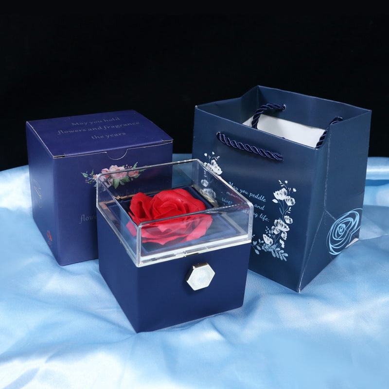 Rotating Soap Flower Rose Gift Box Creative Rotating Rose Jewelry Packaging Box Valentine's Day Gift For Women - Saffronfashionindia